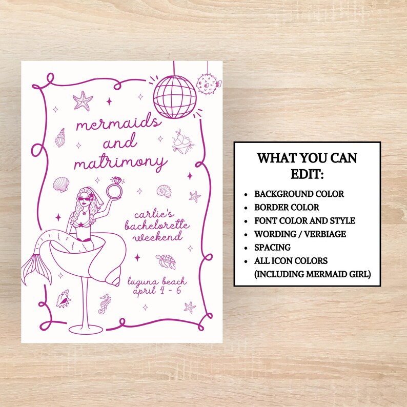 Mermaids and Matrimony, Mermaid and Matrimony Bachelorette Invite, Mermaid Bachelorette Invitation, Mermaid Bachelorette Theme, Mermaid Last Splash Invite, Bachelorette Invitation, Bachelorette Invite, Mermaid Invitation, 2025 Bachelorette Theme, Summer Bachelorette Invitation