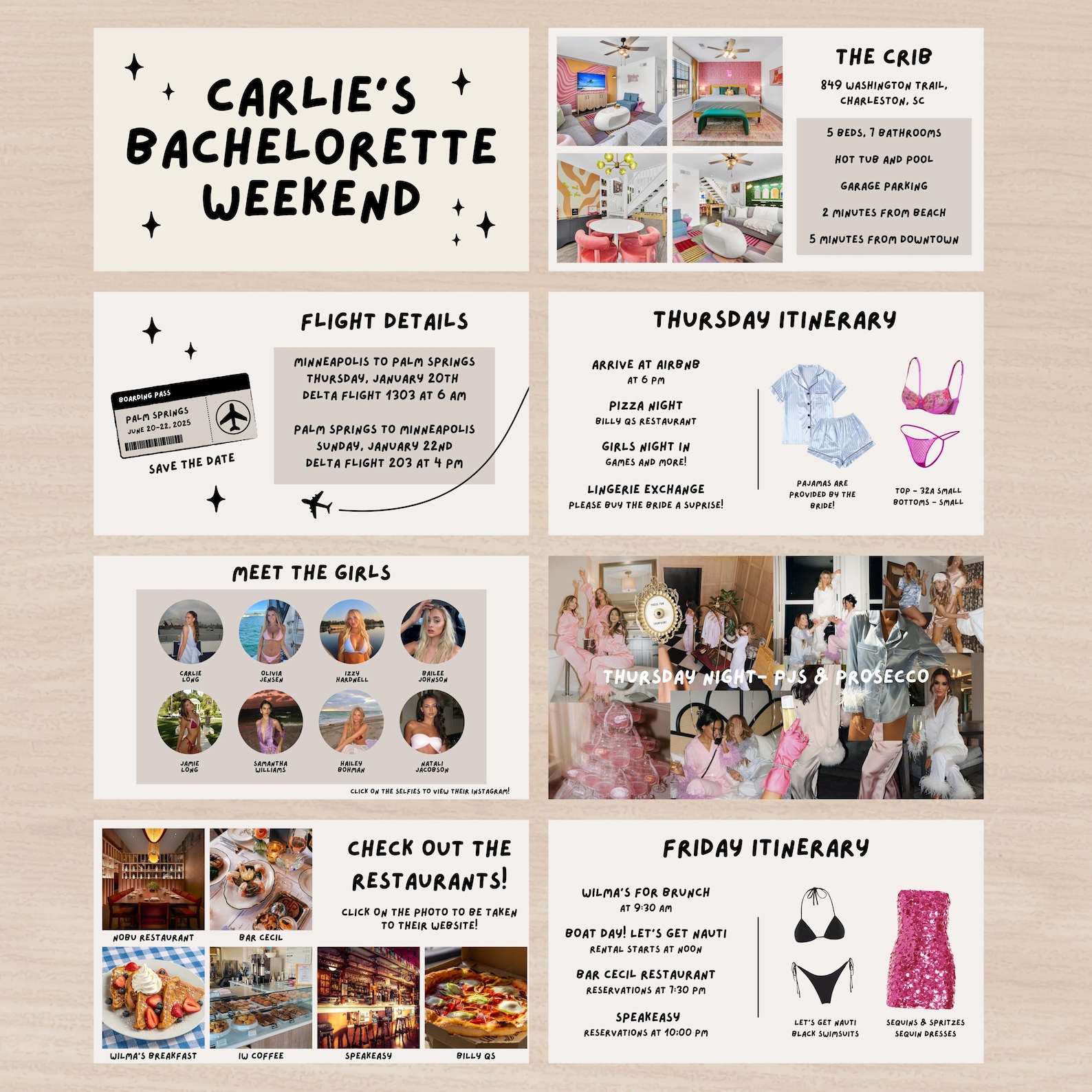 Bachelorette Powerpoint Itinerary Template, Bachelorette Weekend