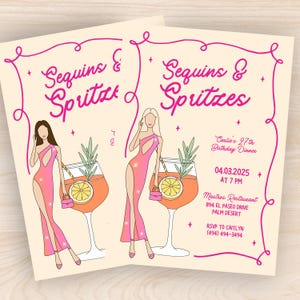 Sequins and Spritzes, Sequin and Spritzes Birthday Theme, Sequin and Spritz, Sequins and Spritzes, Spritz Birthday Party, Cocktail Birthday Party Theme, Trendy Cocktail Themed Birthday, 21st and 30th Birthday Theme, Aperol Spritz Theme Birthday