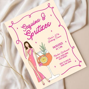 Sequins and Spritzes, Sequin and Spritzes Birthday Theme, Sequin and Spritz, Sequins and Spritzes, Spritz Birthday Party, Cocktail Birthday Party Theme, Trendy Cocktail Themed Birthday, 21st and 30th Birthday Theme, Aperol Spritz Theme Birthday