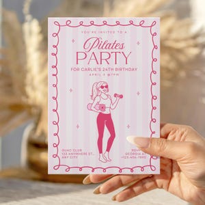 Pilates Party Invite, Pilates Birthday Invitation, Pilates Birthday Party Invite, Pilates Bachelorette, Pilates and Matcha Invite, Pink Pilates Party Invitation, Pilates Birthday Invite, Pilates Invite Template, Digital Pilates Invite, Pilates Girls Night, Pilates Event Invitation, Pilates and Matcha Theme Pilates Invitation, Self Care Pilates Invitation, Pilates Evite, Pilates Digital Download, Pilates and Lattes