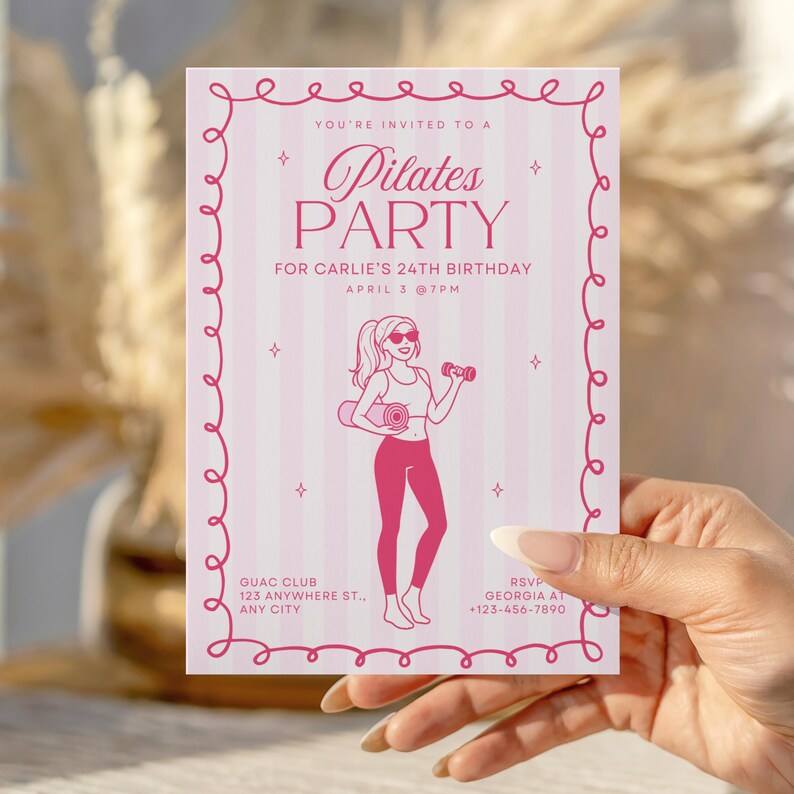 Pilates Party Invite, Pilates Birthday Invitation, Pilates Birthday Party Invite, Pilates Bachelorette, Pilates and Matcha Invite, Pink Pilates Party Invitation, Pilates Birthday Invite, Pilates Invite Template, Digital Pilates Invite, Pilates Girls Night, Pilates Event Invitation, Pilates and Matcha Theme Pilates Invitation, Self Care Pilates Invitation, Pilates Evite, Pilates Digital Download, Pilates and Lattes