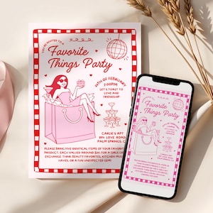 Favorite Things, Favorite Things Party Invitation, Favorite Things Gift Exchange, Gift Exchange Invitation, Gift Exchange Invite, Galentines Favorite Things Invite, Galentines Favorite Things Invitation,