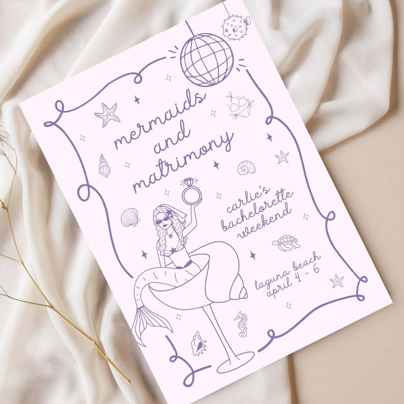 Mermaids and Matrimony, Mermaid and Matrimony Bachelorette Invite, Mermaid Bachelorette Invitation, Mermaid Bachelorette Theme, Mermaid Last Splash Invite, Bachelorette Invitation, Bachelorette Invite, Mermaid Invitation, 2025 Bachelorette Theme, Summer Bachelorette Invitation