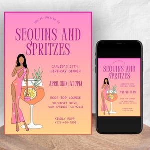 Sequins and Spritzes, Sequin and Spritzes Birthday Theme, Sequin and Spritz, Sequins and Spritzes, Spritz Birthday Party, Cocktail Birthday Party Theme, Trendy Cocktail Themed Birthday, 21st and 30th Birthday Theme, Aperol Spritz Theme Birthday