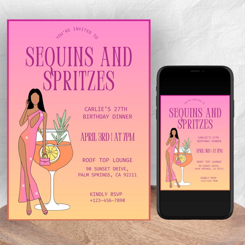 Sequins and Spritzes, Sequin and Spritzes Birthday Theme, Sequin and Spritz, Sequins and Spritzes, Spritz Birthday Party, Cocktail Birthday Party Theme, Trendy Cocktail Themed Birthday, 21st and 30th Birthday Theme, Aperol Spritz Theme Birthday