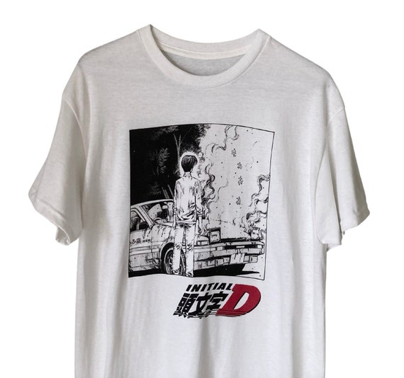 Initial D Anime Manga Cover Car Japanese Printed Cotton Men's T