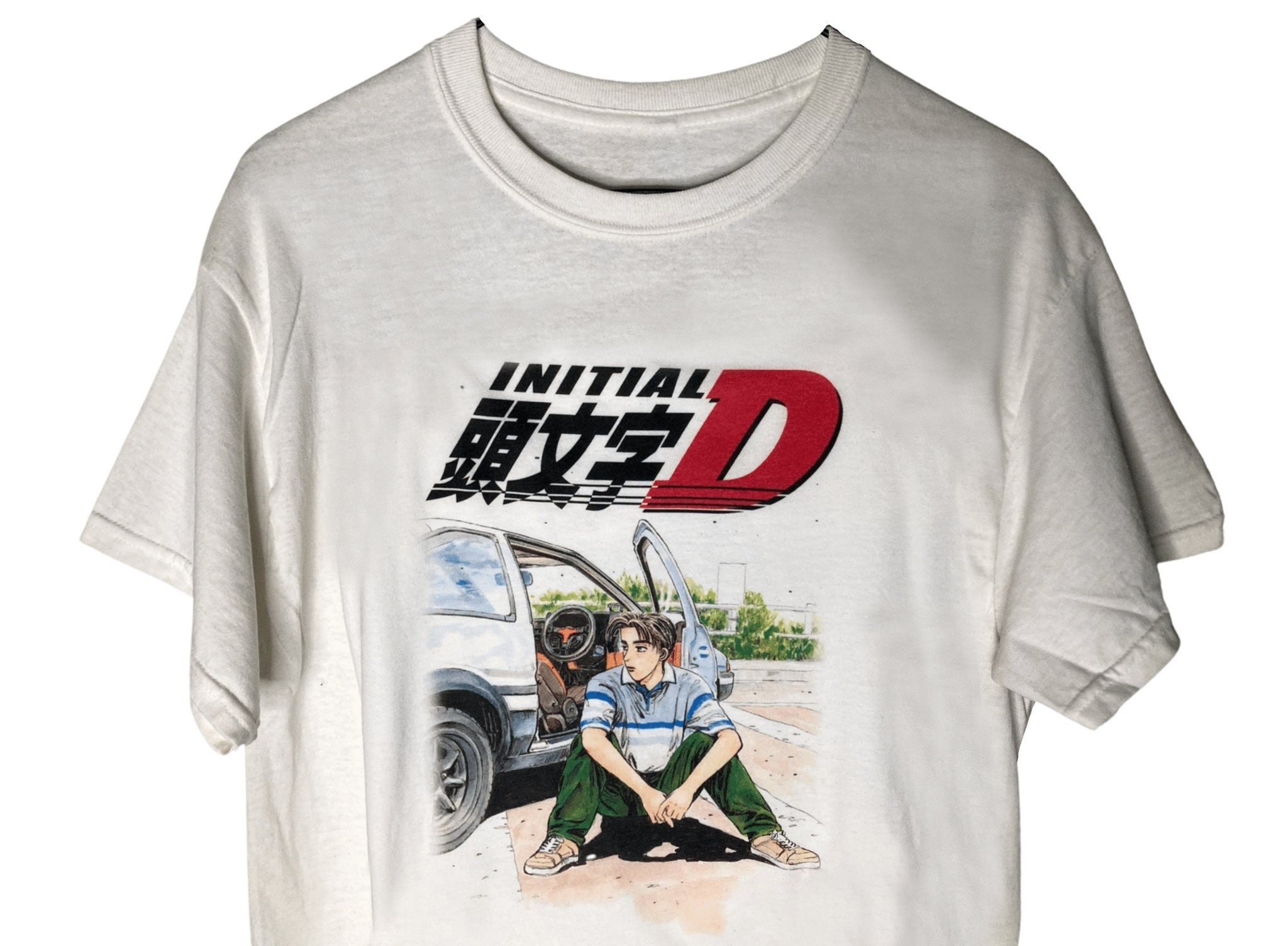 Initial D Anime Manga Cover Car Japanese Printed Cotton Men's T