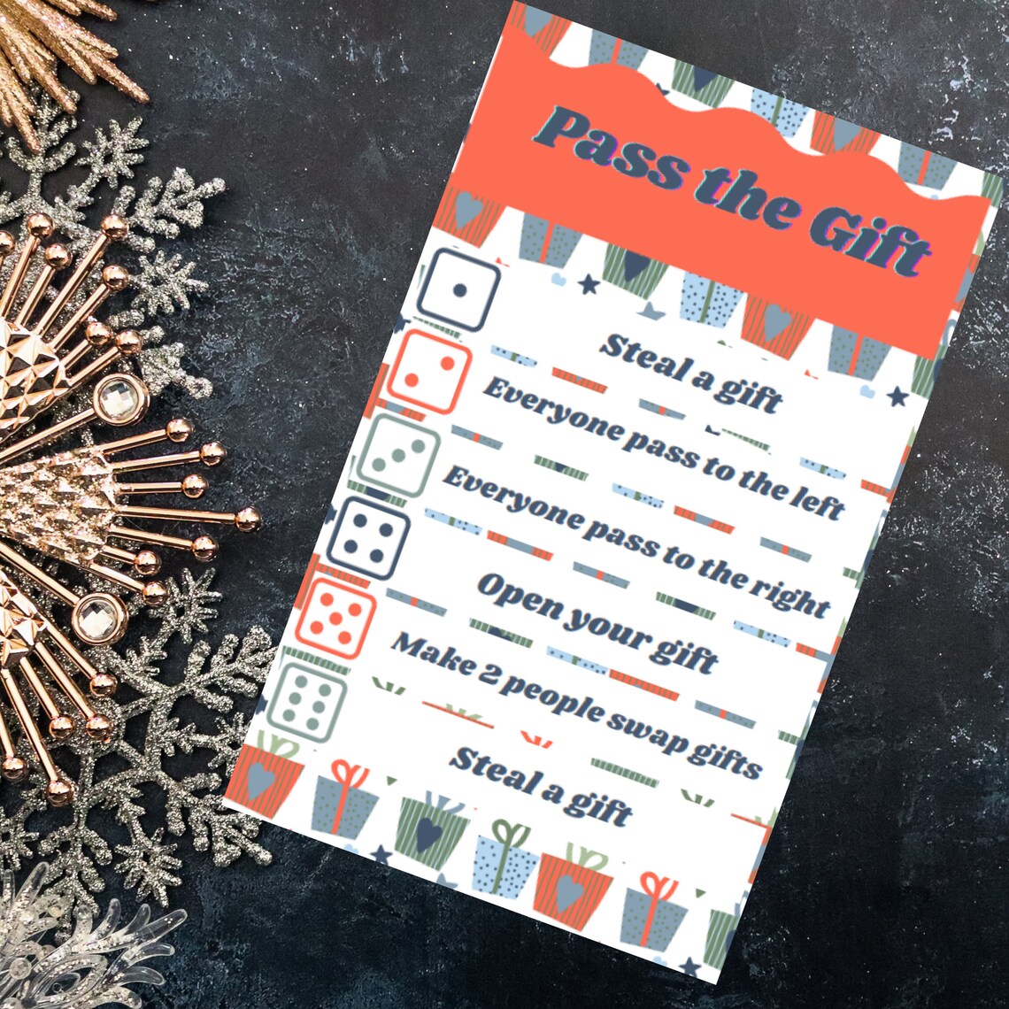 Printable Pass the Gift Game, Christmas Game, Instant Download, Pass