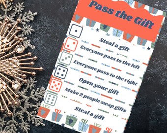 Printable Pass the Gift game, Christmas game, Instant Download, Pass the Present, Gift Exchange