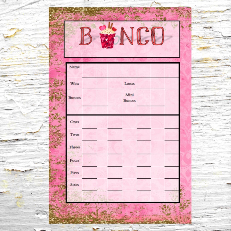 Printable Bunco Set Bunco Scorecard Tally Sheet Table Etsy