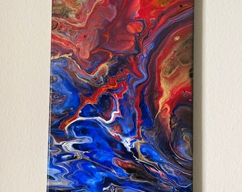 Acrylic Fluid Art Painting, Wall Art on Canvas 10”x20”