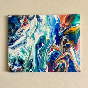 Acrylic Fluid Art Abstract Painting on Canvas 16”x20”