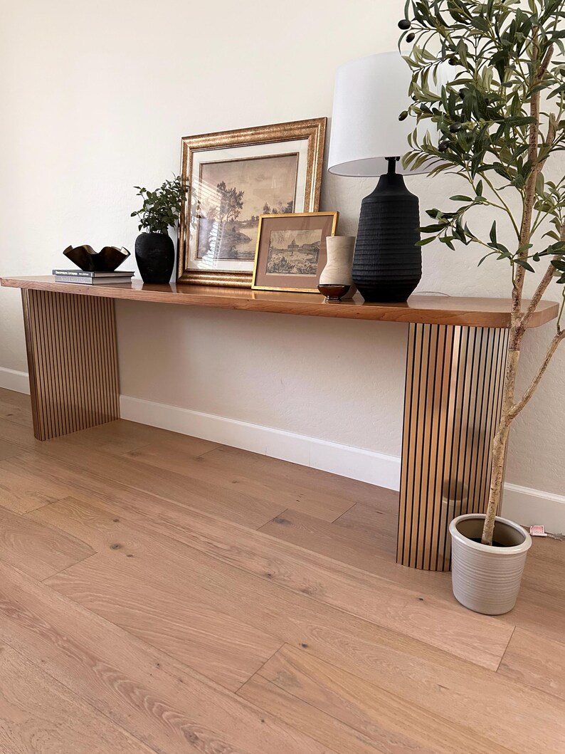 SOLD - Vintage Handrafted 96” Console Table Wood and Gold Entryway Sofa ...