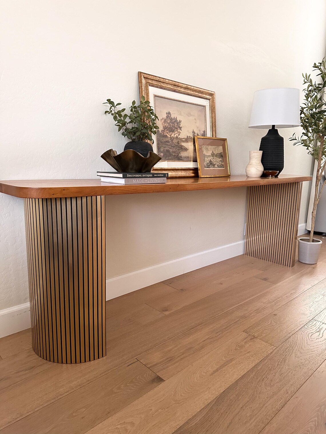 SOLD - Vintage Handrafted 96” Console Table Wood and Gold Entryway Sofa ...