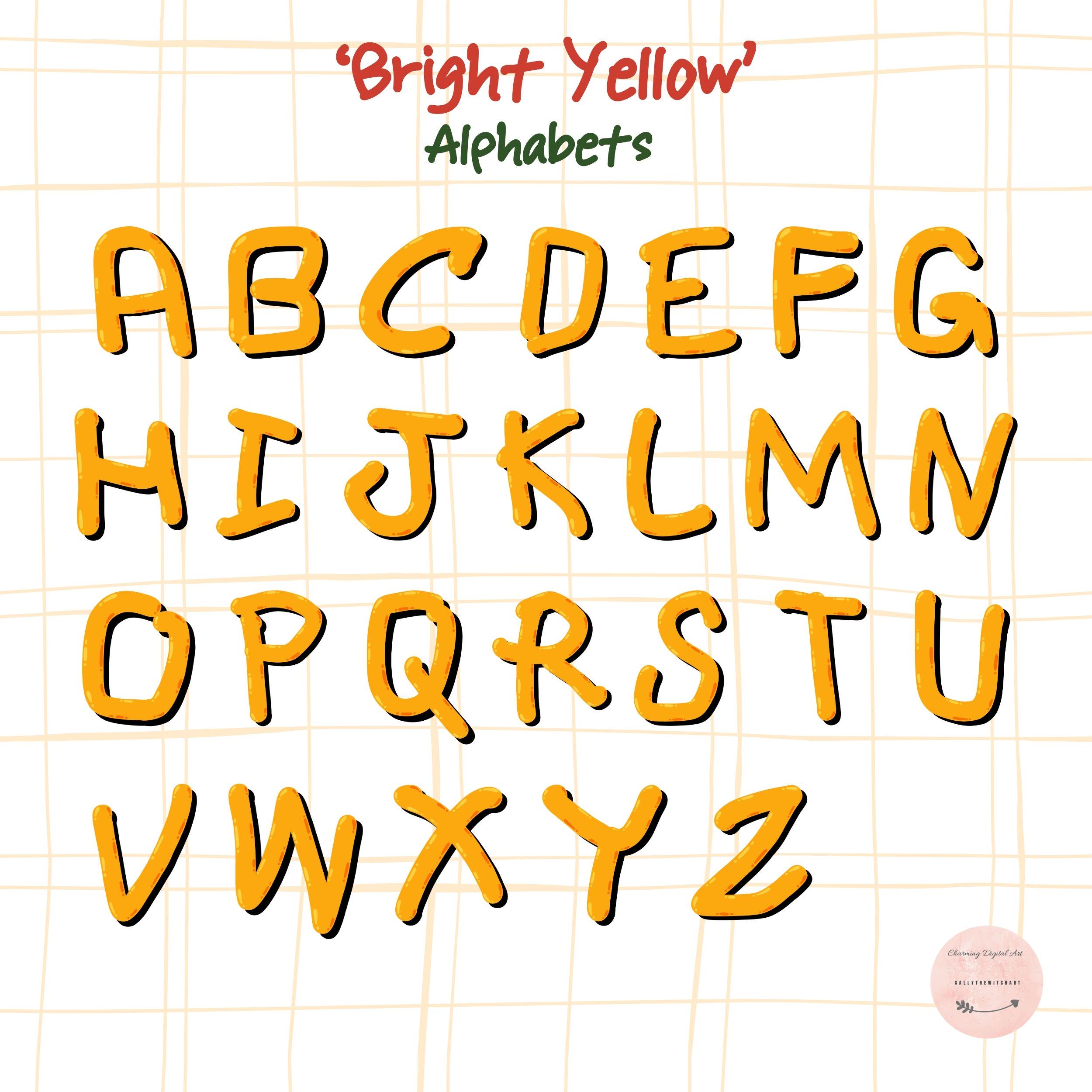 Yellow Alphabet PNG, Alphabet Sublimation, Alphabet Letters Bundle ...