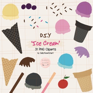Ice cream clipart, ice cream scoop png, summer dessert, ice cream cone clipart, Digital Download, ice cream sublimation, dessert, food