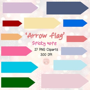 May include: A set of 27 arrow flag sticky note clipart images in various colors, including purple, red, yellow, orange, pink, blue, light blue, green, and white. The images are 300 DPI.
