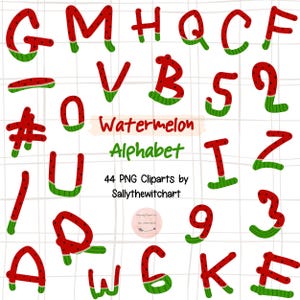 Watermelon Alphabet PNG, Alphabet Sublimation, Alphabet Letters Bundle, Watermelon Alphabet Letters PNG, Fruit Alphabet Clipart