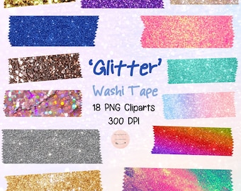 Glitter theme Clipart Washi Tape digital sticker PNG