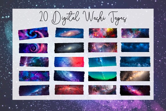 Digital Washi Tape Stickers Galaxy Glitter for Goodnotes