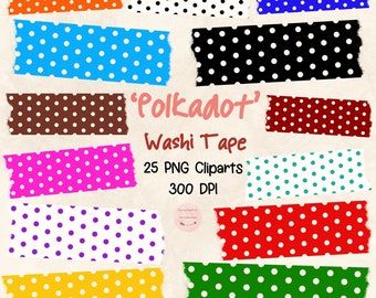 Polkadot theme Clipart Washi Tape digital sticker PNG