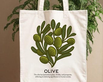 Ilustración de estilo botánico grabado en madera en un bolso de algodón. Este bolso bandolera ecológico es práctico y elegante, perfecto para el uso diario.