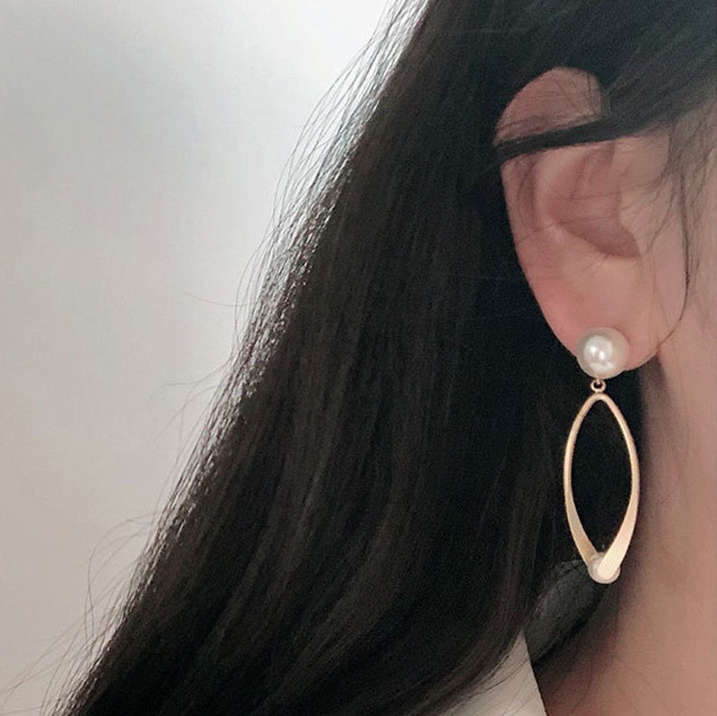 Pearl Point Drop Allergy-Free Titaium Earring Christmas Gift Birthday Gift #KC/_10025