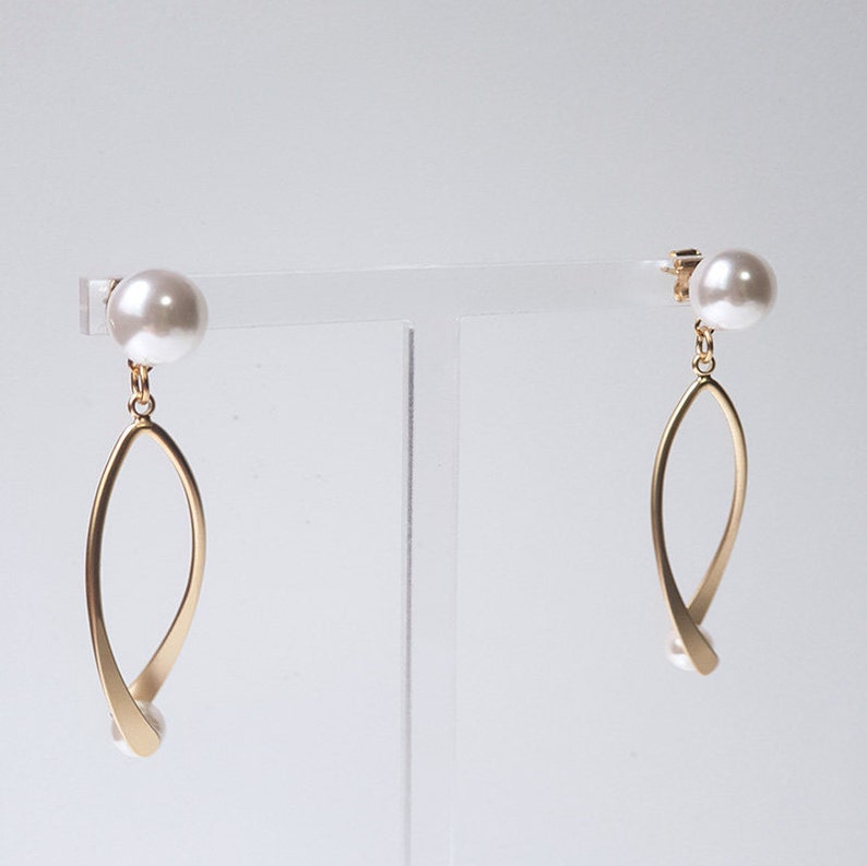Pearl Point Drop Allergy-Free Titaium Earring Christmas Gift Birthday Gift #KC/_10025