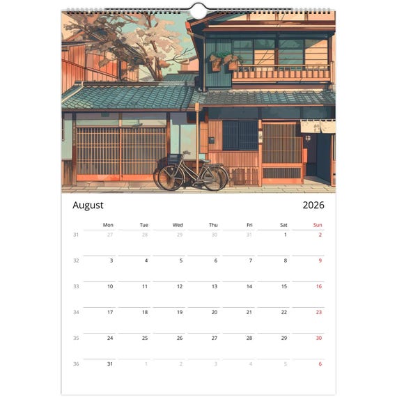 Japanese Wall Calendar 2026 – Illustrated Art – Home & Office