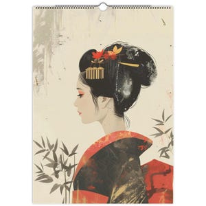 Calendario Illustrato Giapponese 2025 - Arte da Parete - Decorazione per la Casa