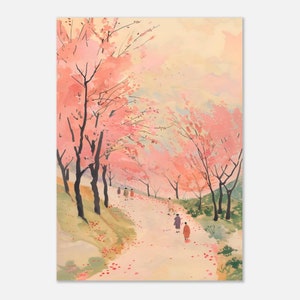 Japanese Landscape Poster with Sakura – Cherry Blossoms, Zen and Minimalist Art for Home Decor