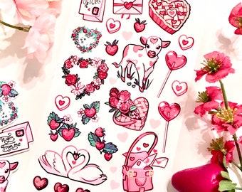 Cottagecore valentines stickers
