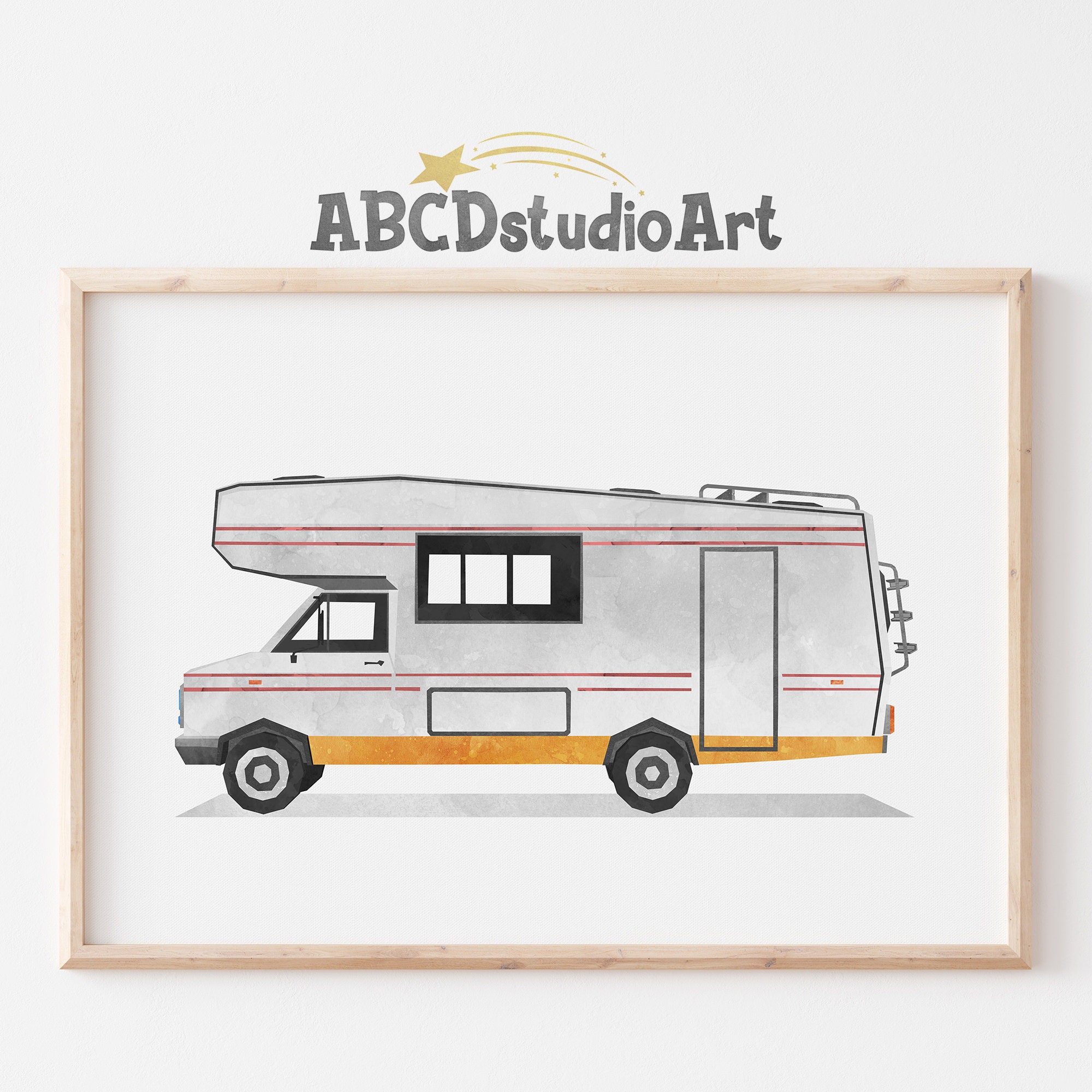 RV Camper Art Print Transportation Wall Art Vehicle Print | Etsy