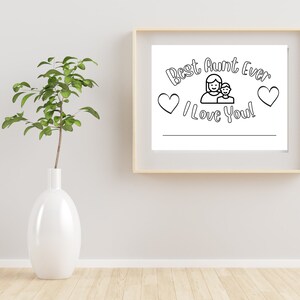 Best Aunt Ever Certificate to color Gift for child to give Auntie printable download image 4