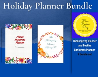 Holiday Planner Bundle | Thanksgiving Planner | Festive Christmas Planner | Undated Holiday Notebook | printable | menu and to do lists