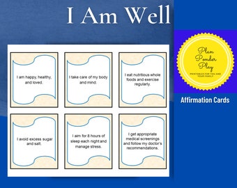 I Am Well Affirmations Cards |  digital download