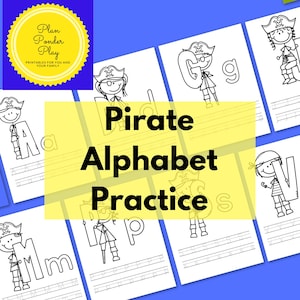 Pirate Alphabet Practice Pages – Preschool Handwriting Tracing Worksheets with Upper & Lower Case Letters (A–Z)