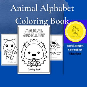 Paquete para colorear del alfabeto de animales: reconocimiento de letras y animales y práctica de coloración para niños en edad preescolar, jardín de infantes y primeros grados de primaria.