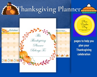 Thanksgiving Planner | Undated Holiday Notebook | printable | menu and to do lists | fall calendars |