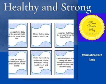 Healthy and Strong Affirmations Cards |  digital download