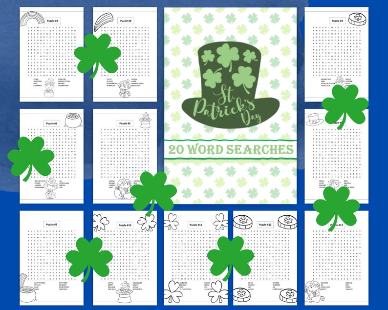 St. Patrick's Day Word Search Puzzle Pack - Etsy