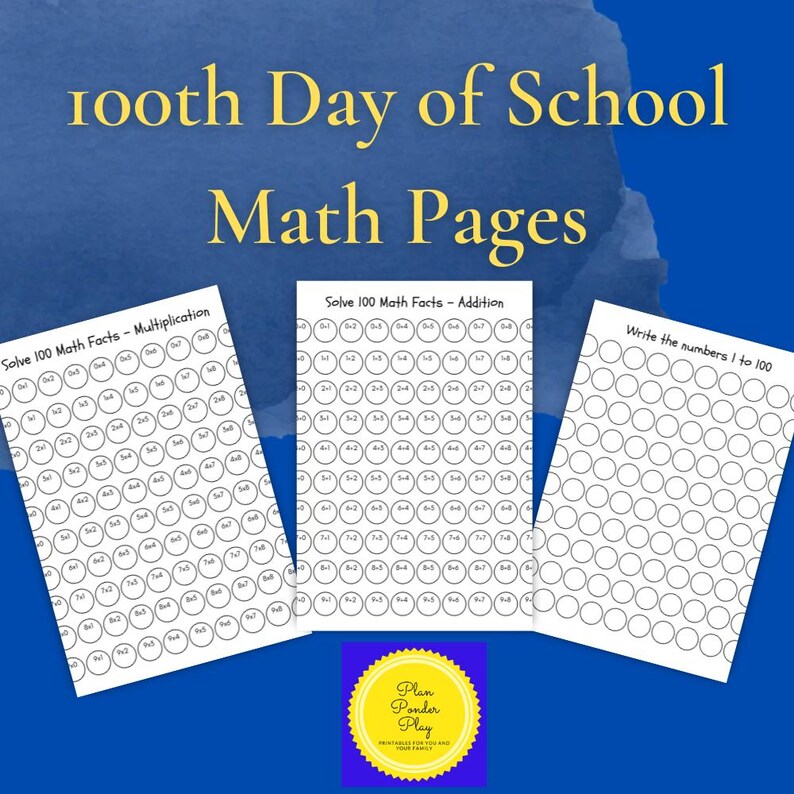 100th Day of School - Math Worksheets - Counting, Addition ...
