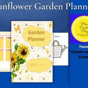 Sunflower Garden Planner / printable gardening notebook perfect for the home family gardener or hobbyist / digital download