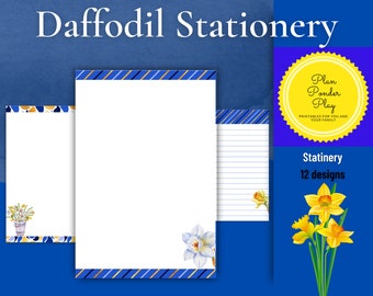 Daffodil Stationery Set | Daffodil Note paper | digital download | print at home