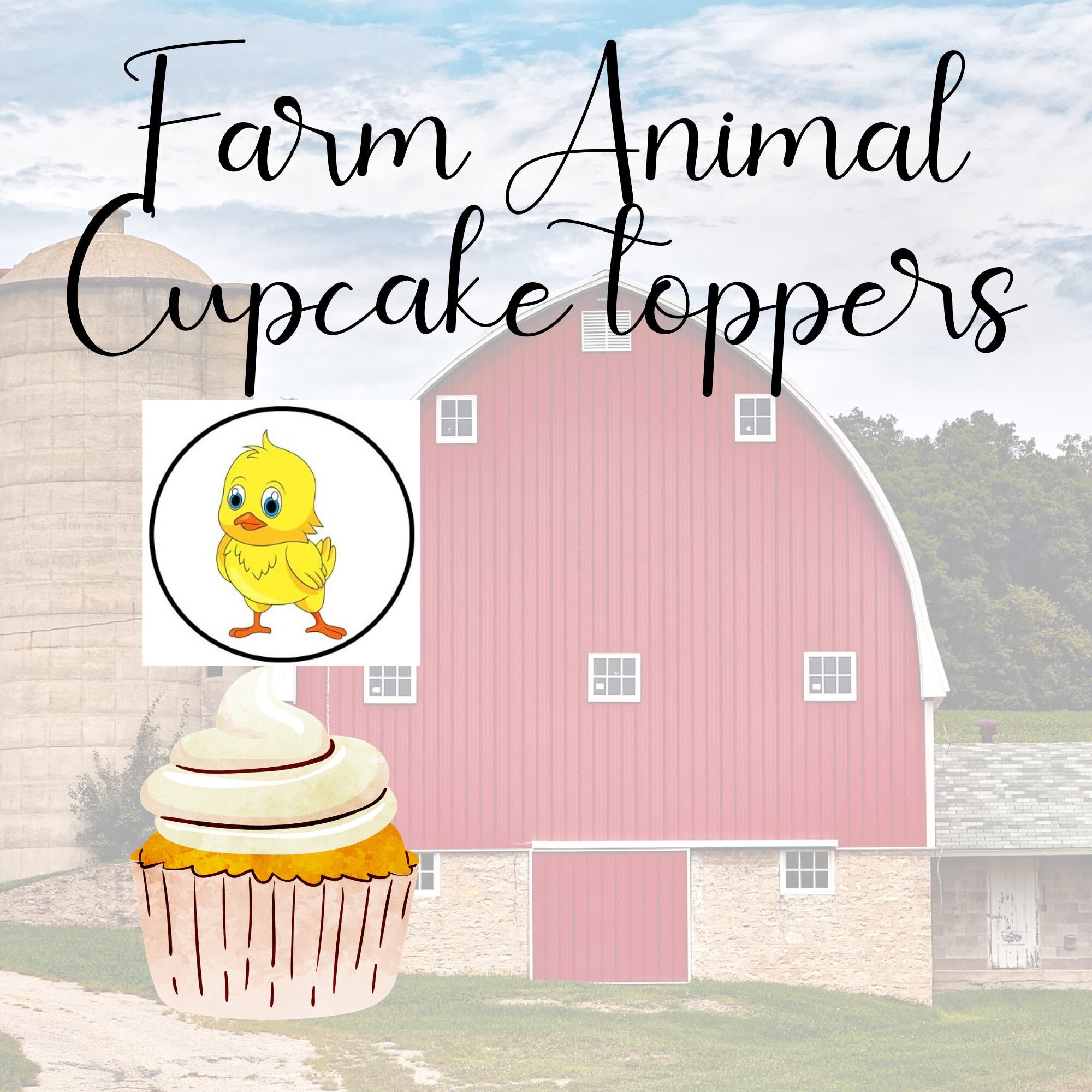 Farm Animal Cupcake Toppers / party favors / printable | Etsy