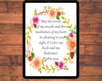 Psalm 19 14 Wall Art / printable home decor / suitable for framing / print at home