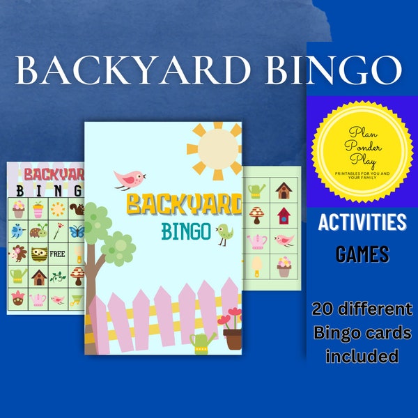 Backyard Bingo Game for family gatherings nature themed kids party game