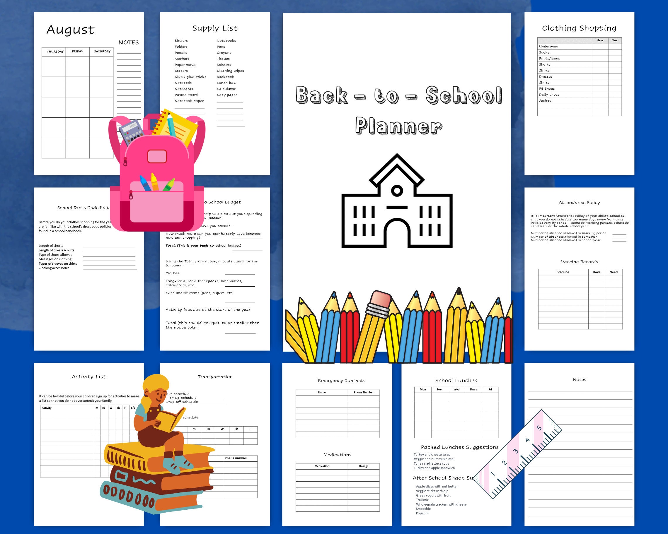Back to School Planner – Printable Student Organizer (PDF Download) - Etsy