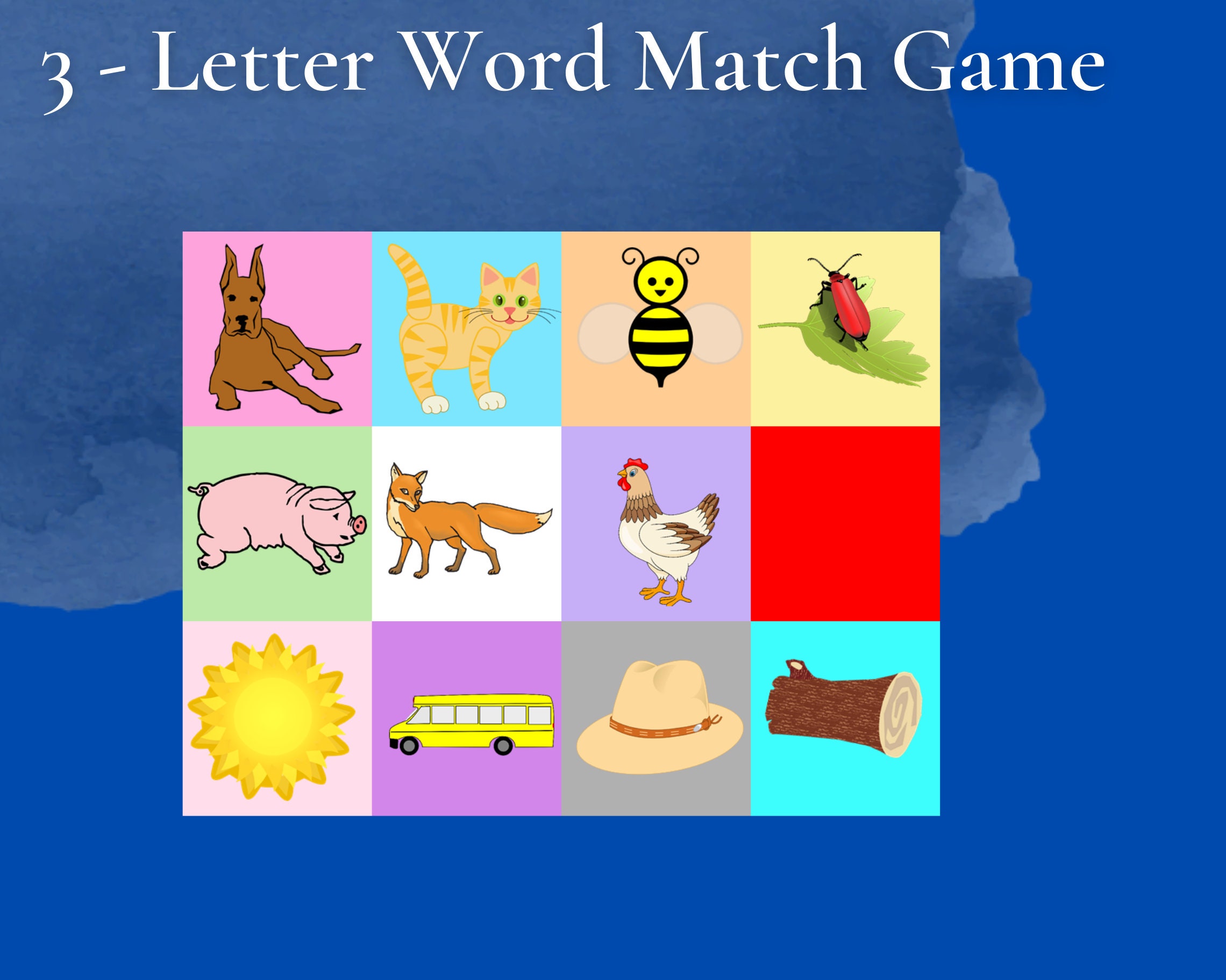 3-letter Word Match Word to Picture Memory Game Matching - Etsy 3-letter Word Match Word to Picture Memory Game Matching - Etsy